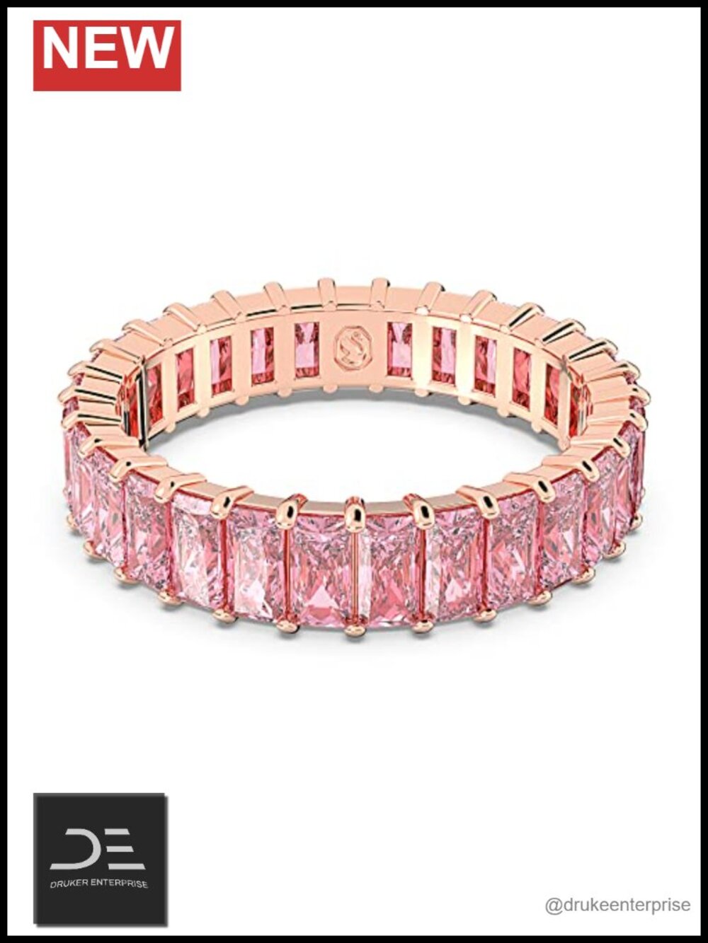 Swarovski Matrix Baguette Crystal Ring Size 7 Rose Gold Tone